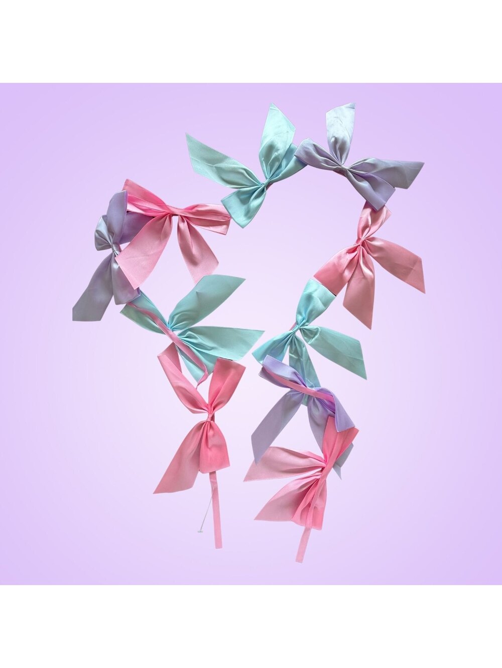 6 Foot Pastel Satin Bow Garland | Pink Mint Lavender Coquette Party Room Decor